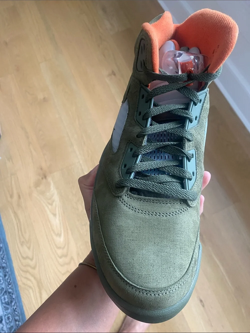 Jordan Olive Green and Orange Men’s Basketball Sneakers